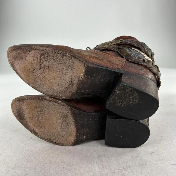 Freebird by Steven Womens Brown Leather Western Booties US 6 Belted Ankle Boots - Picture 7 of 11